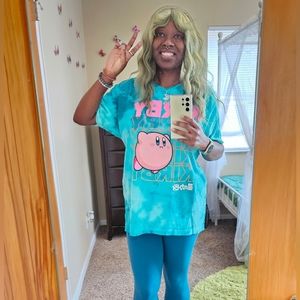 Hot Topic - Tie Dye Kirby Shirt - L Teal